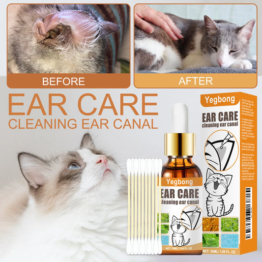 Yegbong 50ml Pet Ear Cleaner – Ear Mite Deodorant & Soothing Wash for Dogs and Cats