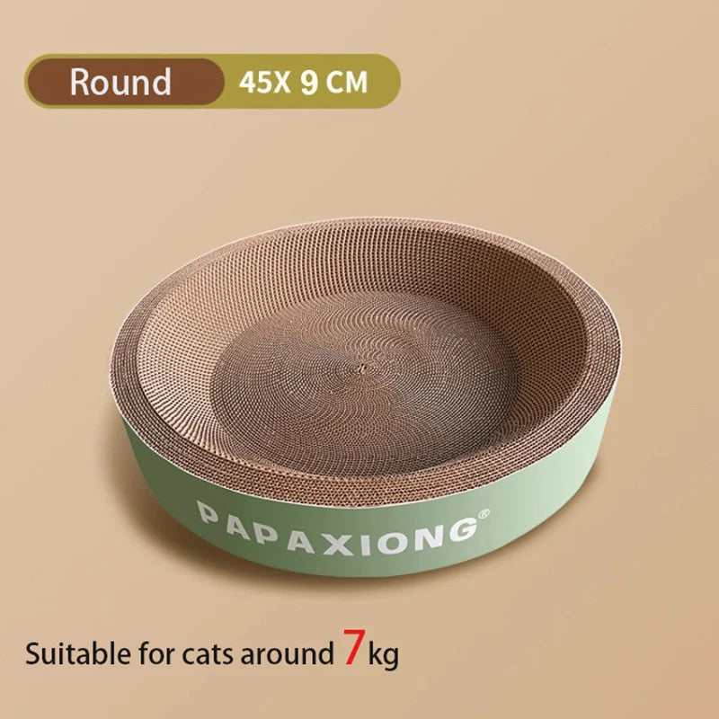 Round & Oval Cat Scratcher Bed – Durable Thickened Cardboard with Corn Glue Decal