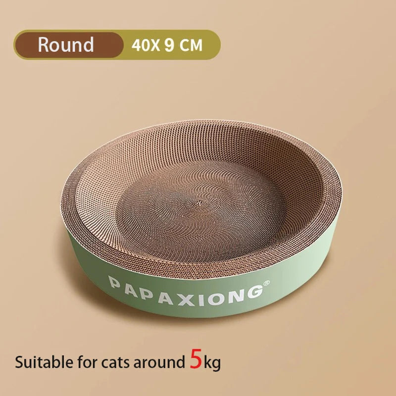 Round & Oval Cat Scratcher Bed – Durable Thickened Cardboard with Corn Glue Decal