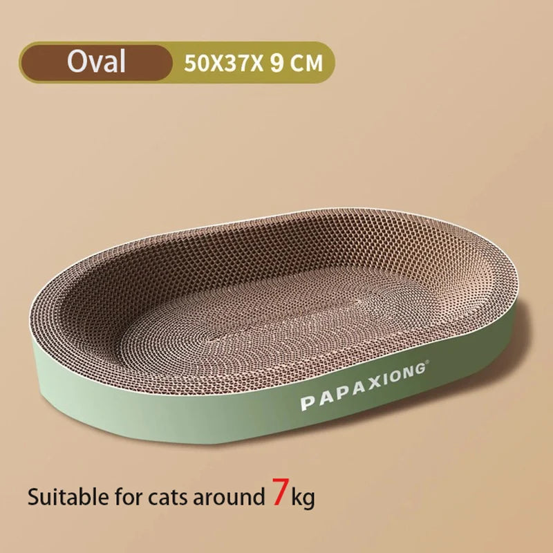 Round & Oval Cat Scratcher Bed – Durable Thickened Cardboard with Corn Glue Decal