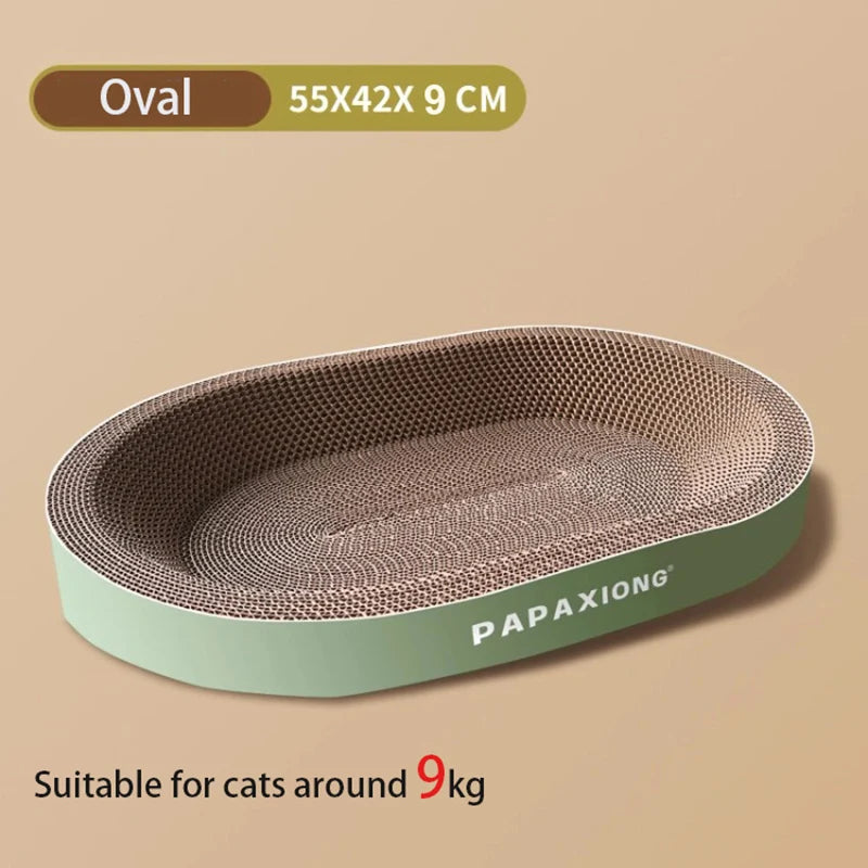 Round & Oval Cat Scratcher Bed – Durable Thickened Cardboard with Corn Glue Decal