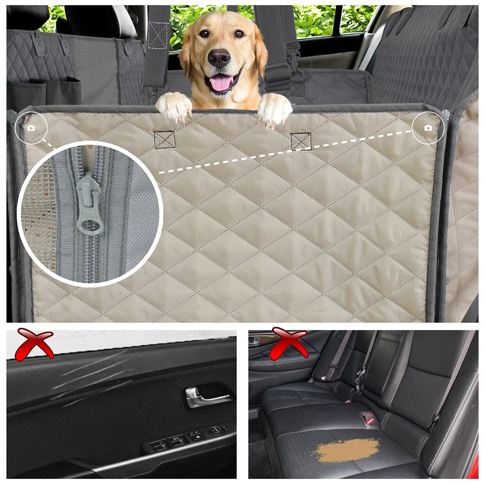 Safety Dog Car Seat Cover – Waterproof Hammock-Style Travel Protector for Rear Seats