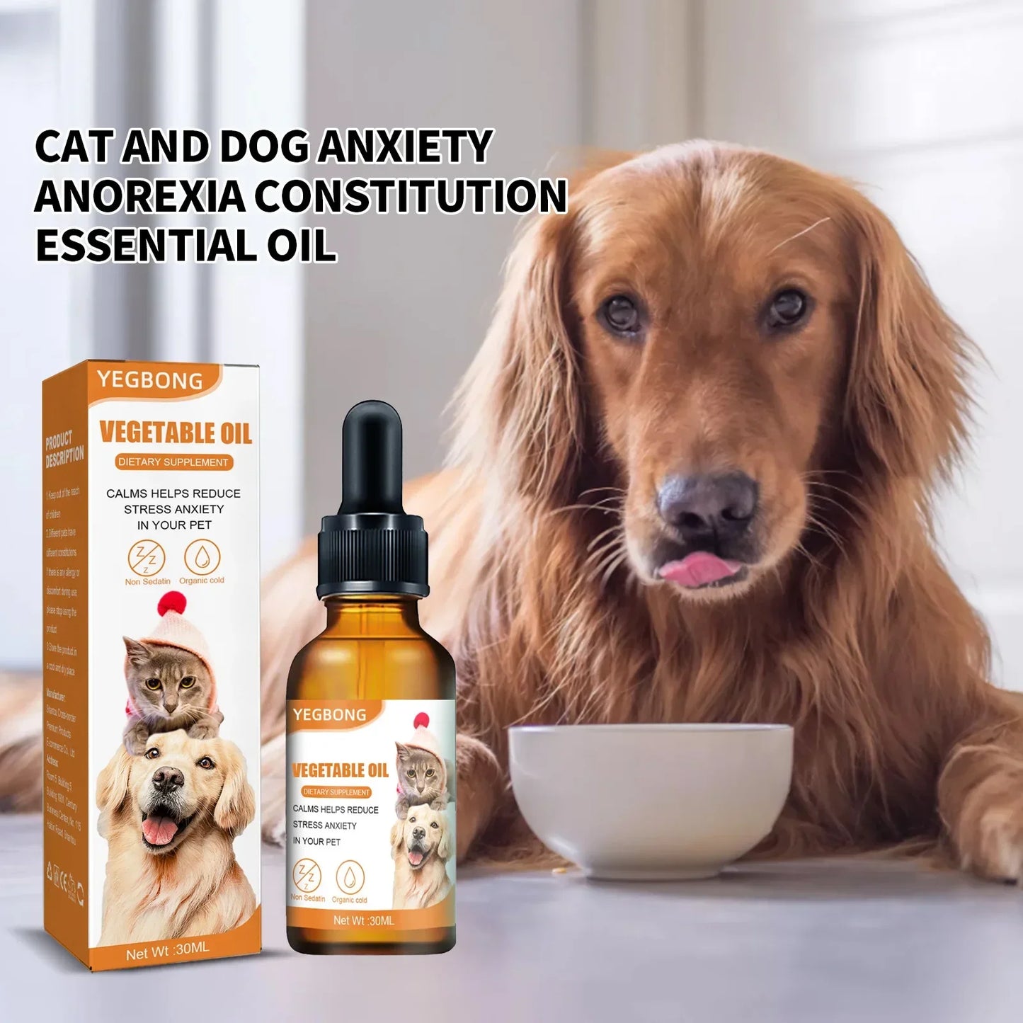 Natural Organic Calming Drops – Essential Oil Blend for Pet Anxiety Relief & Skin Health