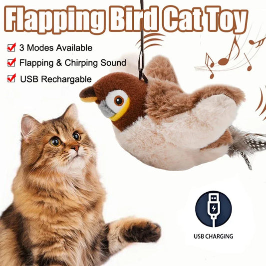Interactive Flapping Bird Cat Toy – Rechargeable & Catnip-Infused for Endless Feline Fun