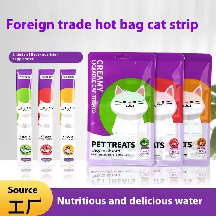 Cat Creamy Food Stick Treats – Mixed Flavors, Liquid Snack for Cats