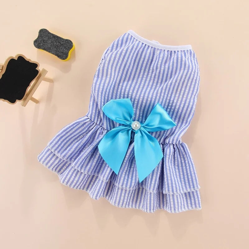 Puppy Vertical Striped Butterfly Skirt – Summer Princess Dress for Dogs and Cats