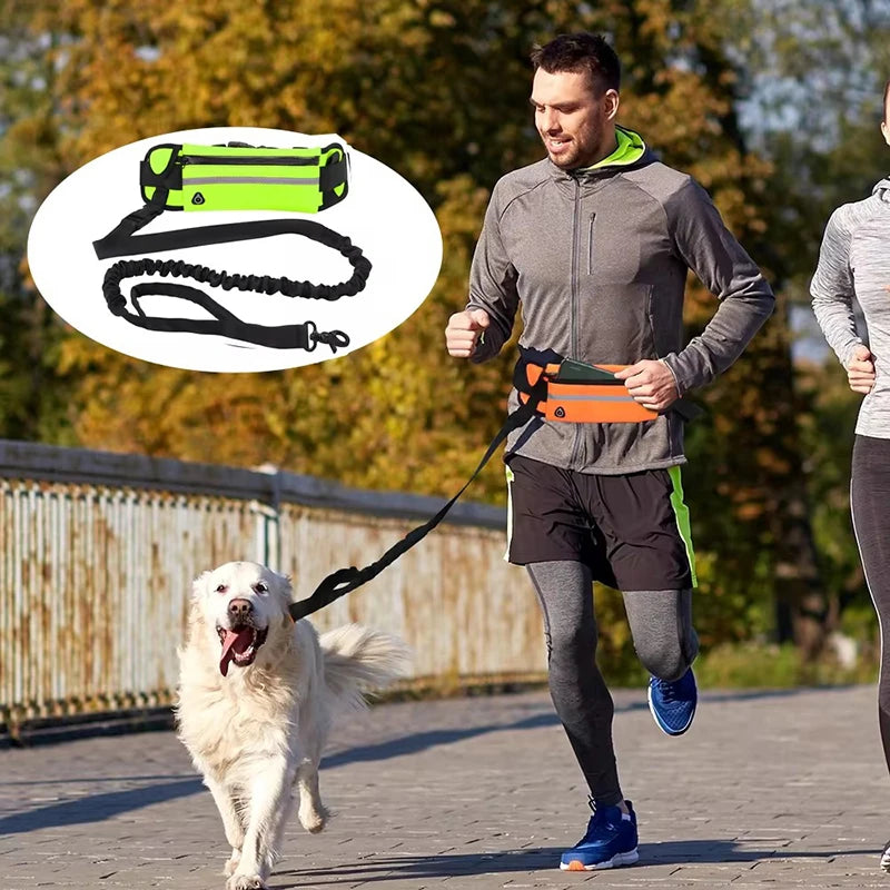 Hands-Free Dog Leash with Waist Bag – Reflective, Retractable, and Perfect for Running or Walking
