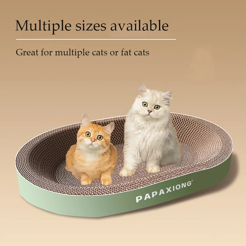 Round & Oval Cat Scratcher Bed – Durable Thickened Cardboard with Corn Glue Decal