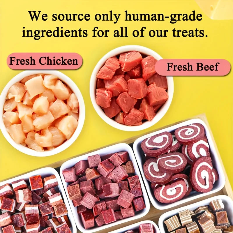 100g Beef & Meat Cubes Dog Treats Digestible Snacks for Small Medium & Large Dogs Healthy Dog Dry Food