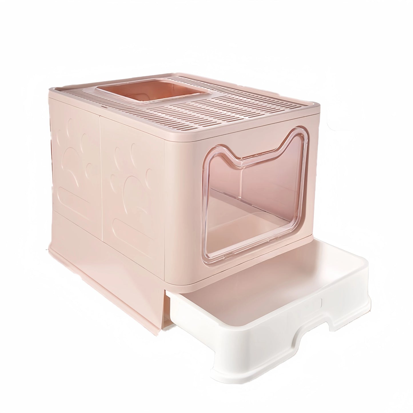 Convenient Foldable Cat Litter Box with Drawer Design and Scooper – Easy Waste Management