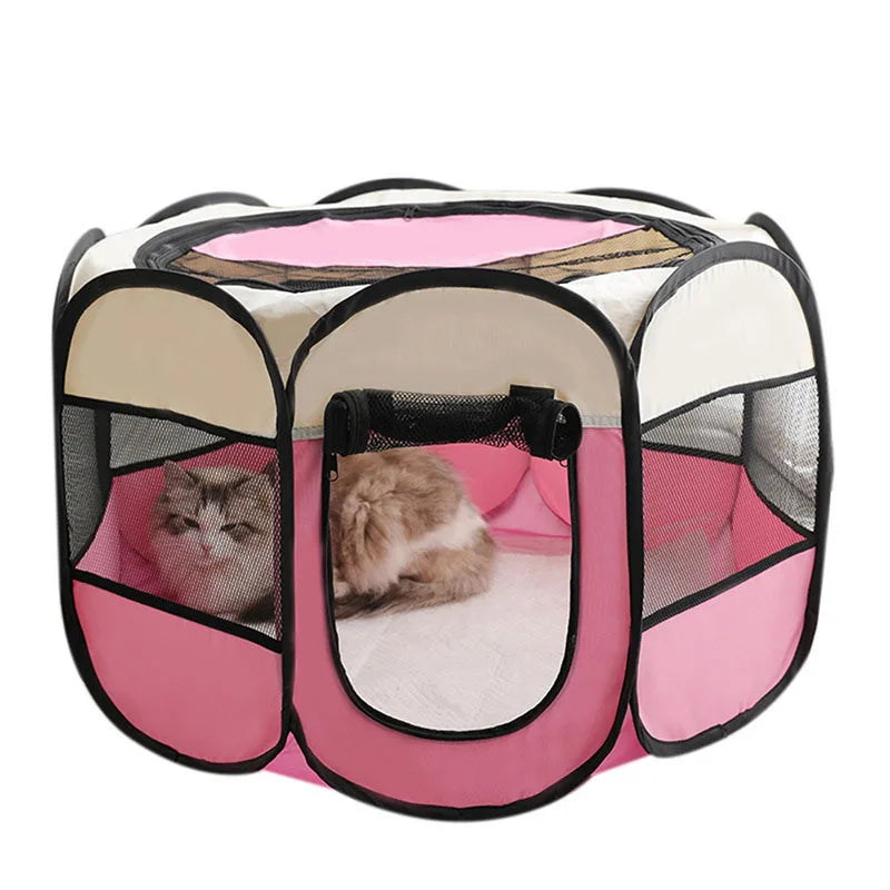 Octagonal Foldable Pet Cage – Breathable Delivery Room Tent & Scratch-Resistant Nest for Cats and Dogs