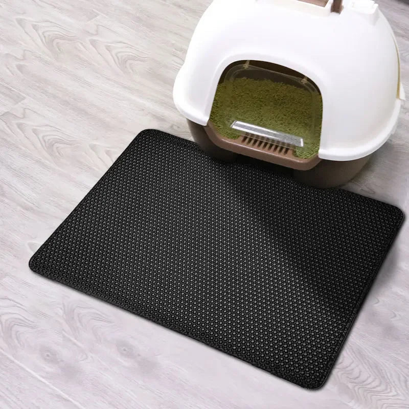 Double-Layer Waterproof Cat Litter Mat – Non-Slip, Easy-Clean Pad with Bonus Gift