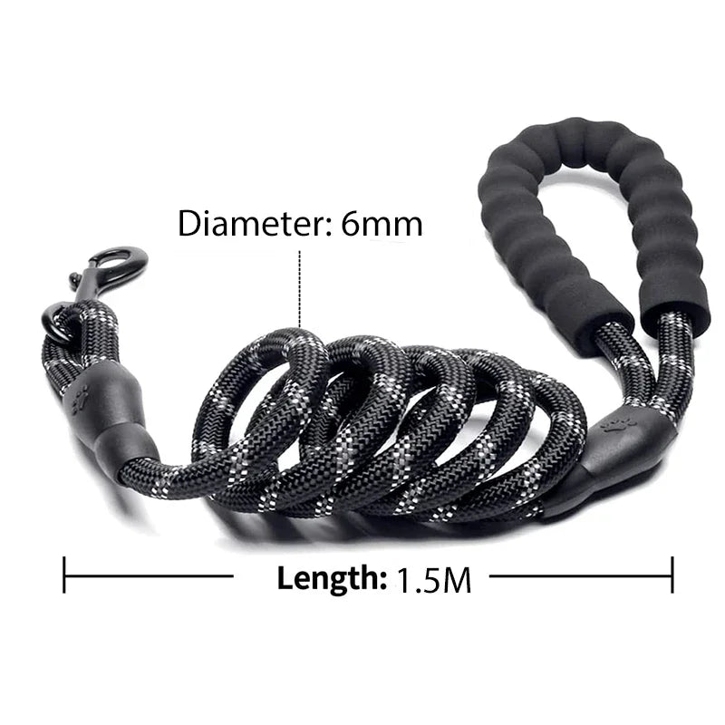 Heavy-Duty Reflective Dog Leash – Strong & Secure for Small, Medium, and Large Dogs