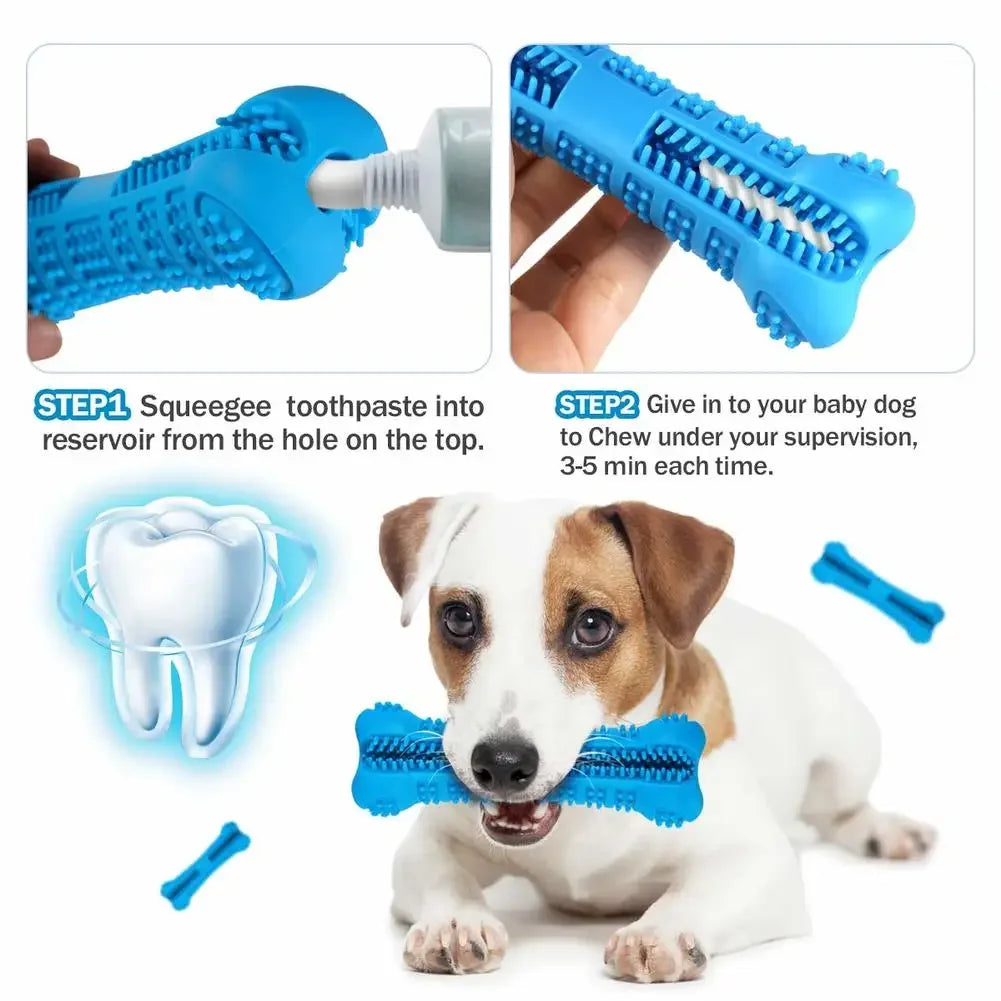 Soft Rubber Dog Toothbrush Chew Toy – 360° Teeth Cleaning Stick