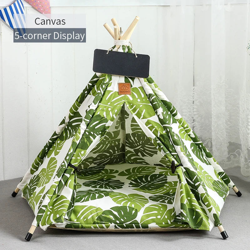 Pet Teepee Tent – Cozy Indoor House for Cats & Small Dogs with Cushion & Blackboard Sign