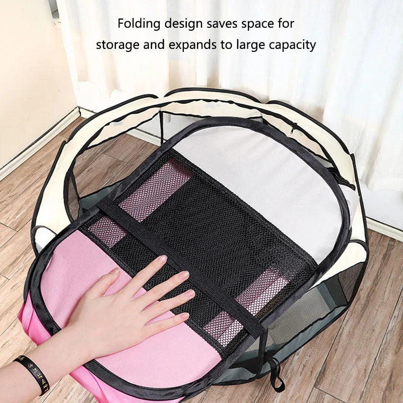 Octagonal Foldable Pet Cage – Breathable Delivery Room Tent & Scratch-Resistant Nest for Cats and Dogs