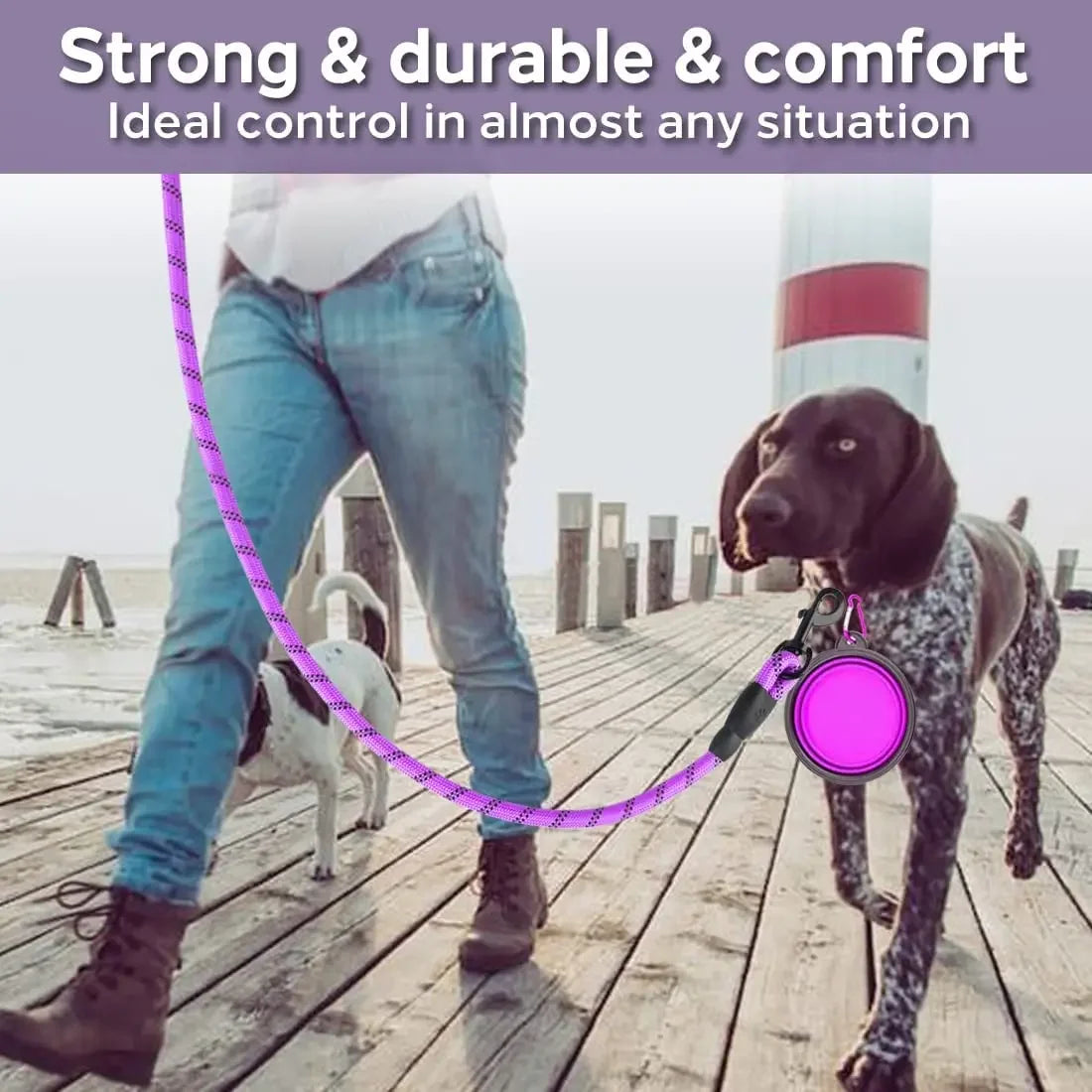 Heavy-Duty Reflective Dog Leash – Strong & Secure for Small, Medium, and Large Dogs