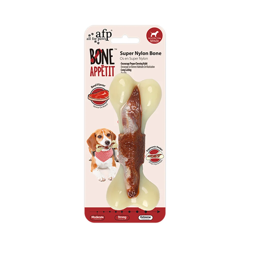 All For Paws Nearly Indestructible Nylon Bone – Beef-Flavored Chew Toy for Aggressive Chewers
