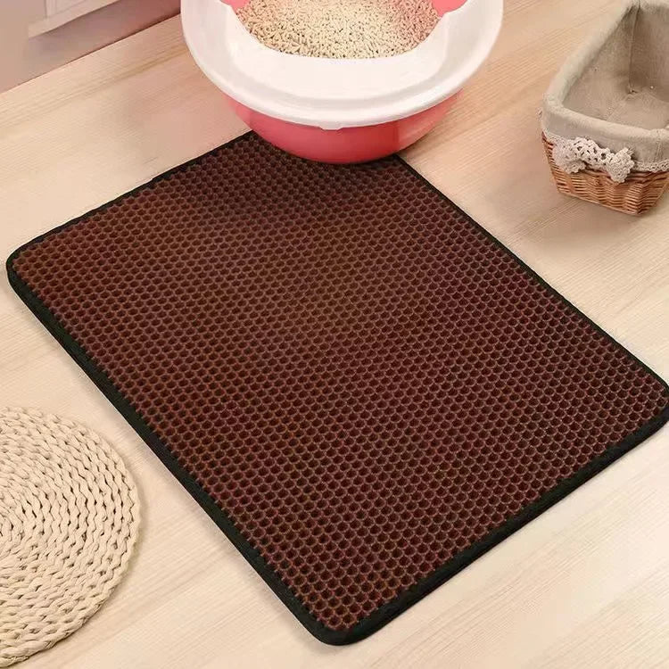 Double-Layer Waterproof Cat Litter Mat – Non-Slip, Easy-Clean Pad with Bonus Gift