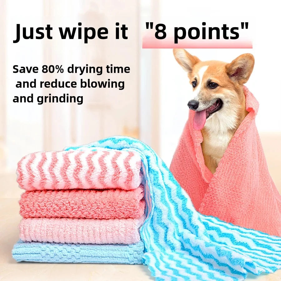 Pet Absorbent Bath Towel – Quick-Drying, Thick & Soft for Dogs and Cats
