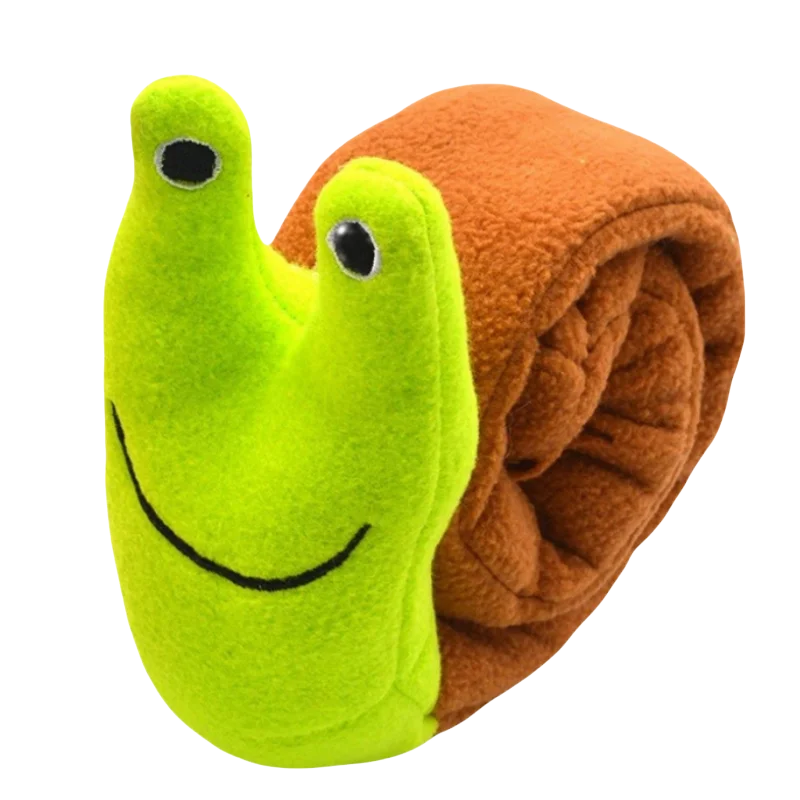 Dog Puzzle Feeder Toy – Plush, Squeaky & Foldable Snail Design