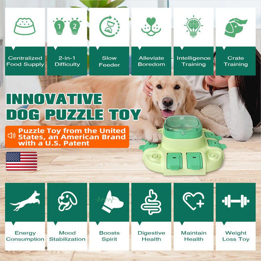 2-in-1 Dog Puzzle Toy & Slow Feeder – Enrichment & Boredom Buster for Small to Large Dogs