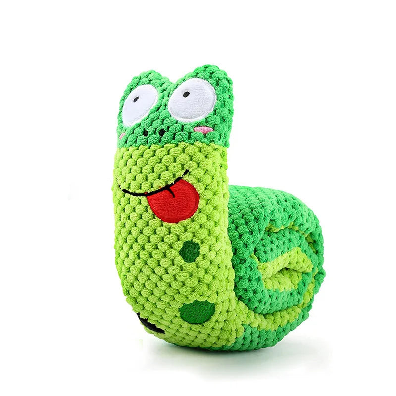 Dog Puzzle Feeder Toy – Plush, Squeaky & Foldable Snail Design