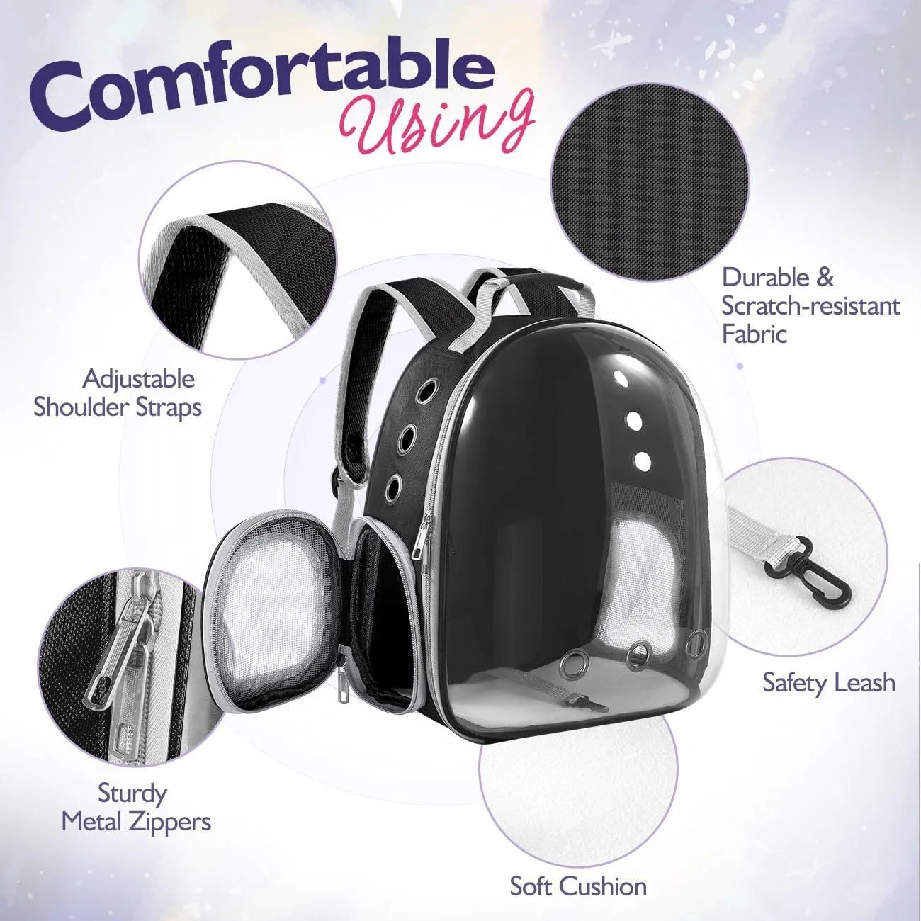 Transparent Bubble Backpack Carrier – Breathable Travel Bag with Zippered Cat Space Capsule for Small to Medium Dogs & Cats