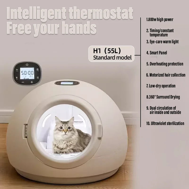 Smart Pet Drying Box – Automatic Temperature Control & Water Sterilization Dryer for Cats & Dogs