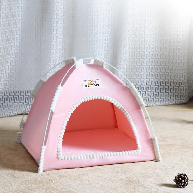 Foldable Cat House & Pet Tent – Portable, Breathable Nest with Summer Cool Mat for Cats and Small Dogs