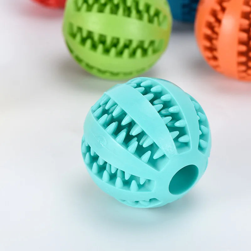 Natural Rubber Dog Chew Toy Tooth Cleaning Treat Ball Extra-Tough Interactive 5cm Elasticity Ball for Pets