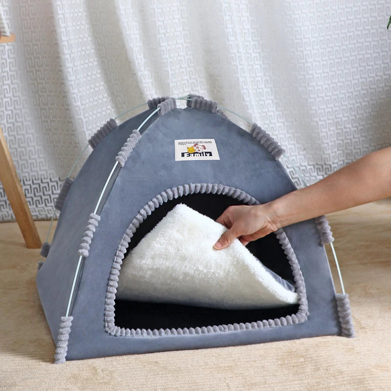 Foldable Cat House & Pet Tent – Portable, Breathable Nest with Summer Cool Mat for Cats and Small Dogs