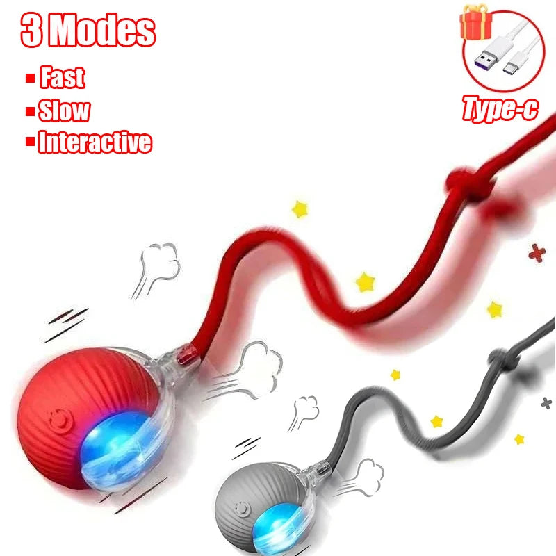 Smart Rolling Ball Toy for Cats & Dogs – Rechargeable with Faux Tail & Mouse-Like Motion