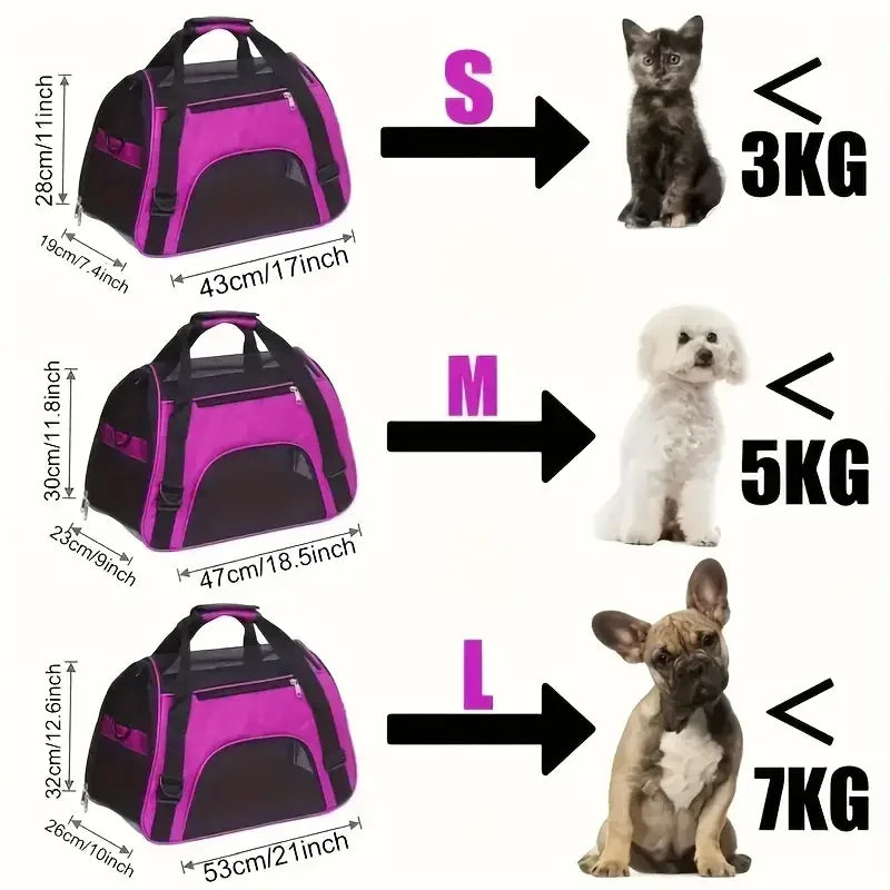 Portable Dog & Cat Carrier Bag – Breathable Mesh Travel Handbag for Small Pets