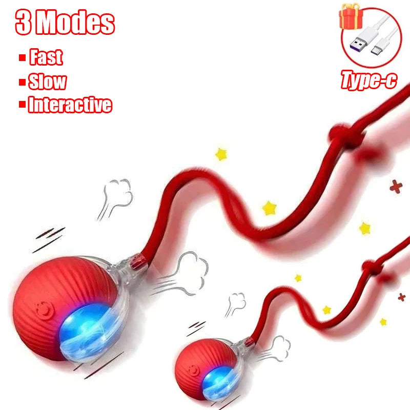 Smart Rolling Ball Toy for Cats & Dogs – Rechargeable with Faux Tail & Mouse-Like Motion