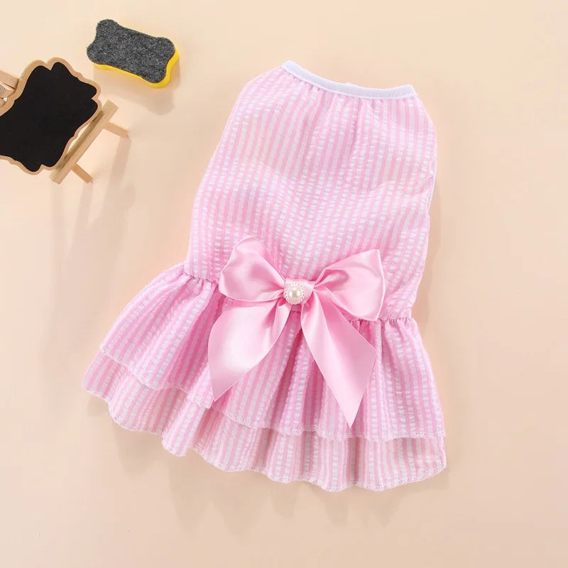 Puppy Vertical Striped Butterfly Skirt – Summer Princess Dress for Dogs and Cats