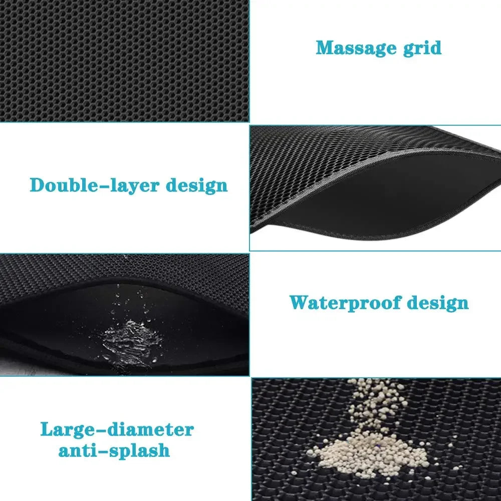 Double-Layer Waterproof Cat Litter Mat – Non-Slip, Easy-Clean Pad with Bonus Gift