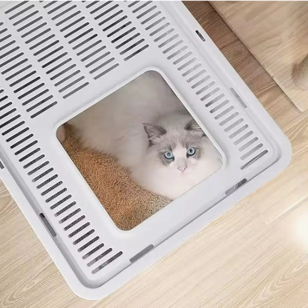 Convenient Foldable Cat Litter Box with Drawer Design and Scooper – Easy Waste Management