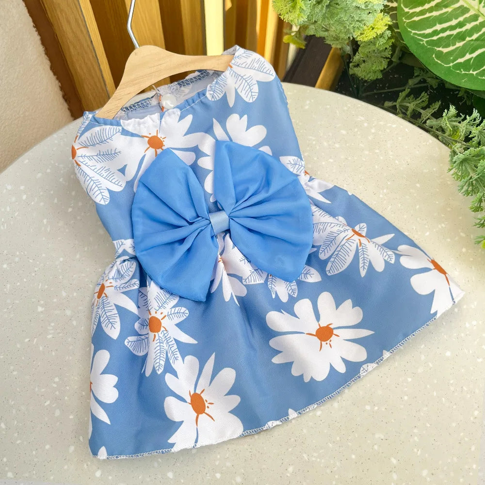 Spring & Summer Princess Dress – Lace Bow Skirt for Small & Medium Dogs and Cats