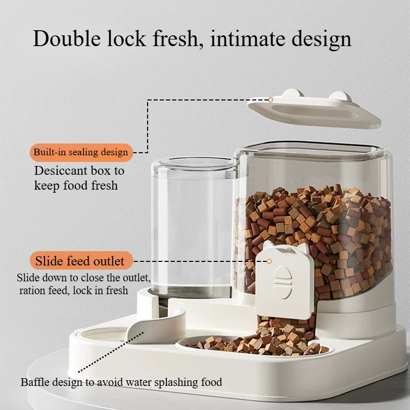 All-in-One Automatic Dog & Cat Feeding Bowl with Water Dispenser