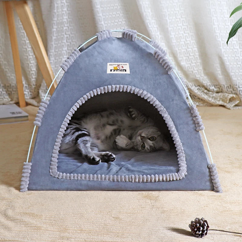 Foldable Cat House & Pet Tent – Portable, Breathable Nest with Summer Cool Mat for Cats and Small Dogs