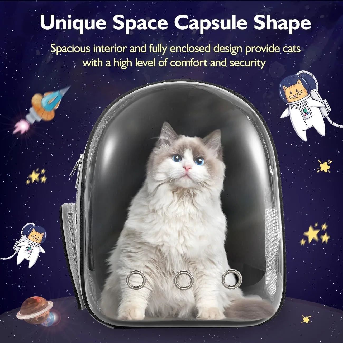 Transparent Bubble Backpack Carrier for Small to Medium Dogs And Cats - Breathable Travel Bag with Zipper Cat Space Capsule