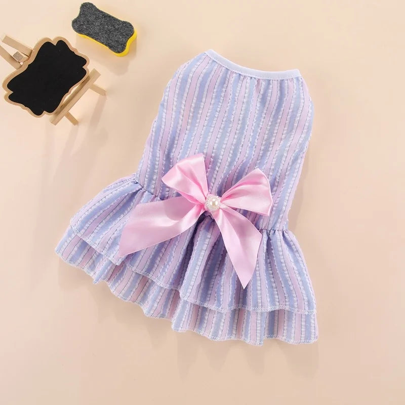 Puppy Vertical Striped Butterfly Skirt – Summer Princess Dress for Dogs and Cats