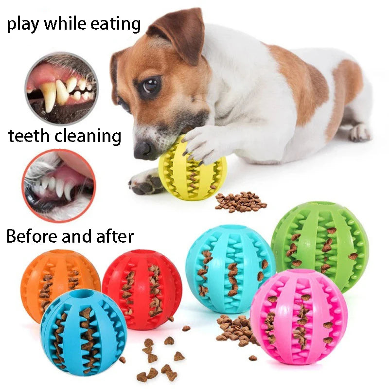 Natural Rubber Dog Chew Toy Tooth Cleaning Treat Ball Extra-Tough Interactive 5cm Elasticity Ball for Pets
