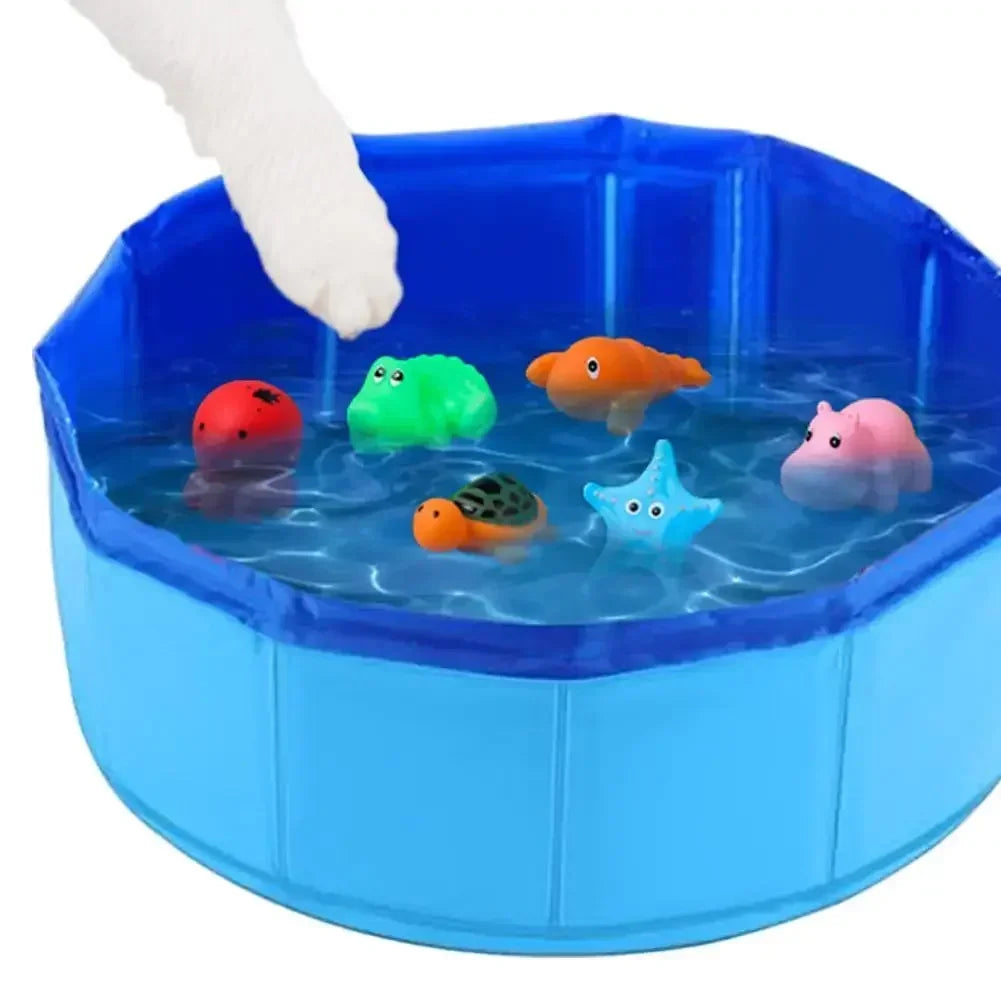 Foldable Cat & Dog Pool – Fun Summer Water Bath Tub with Turtle, Starfish & Octopus Design
