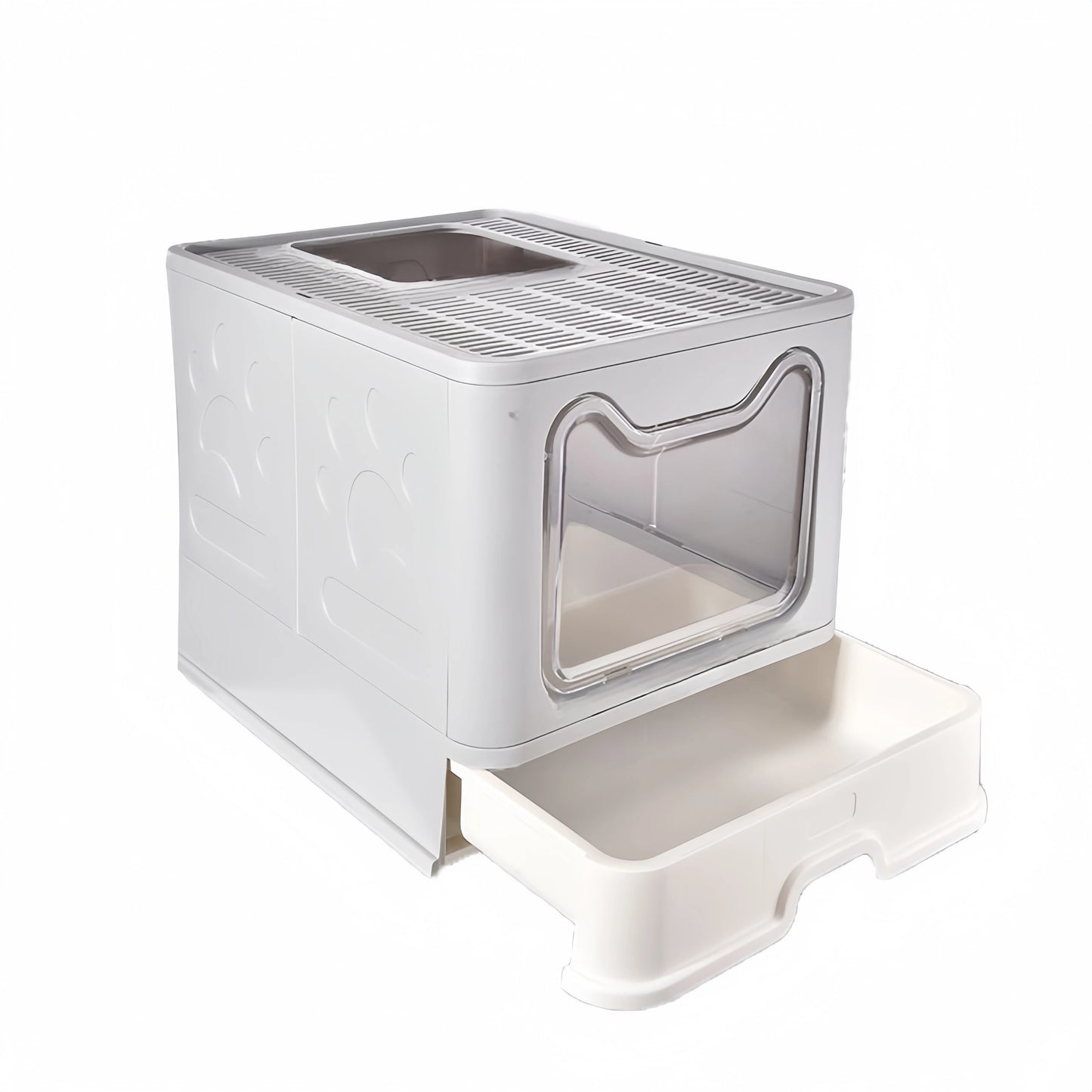 Convenient Foldable Cat Litter Box with Drawer Design and Scooper – Easy Waste Management