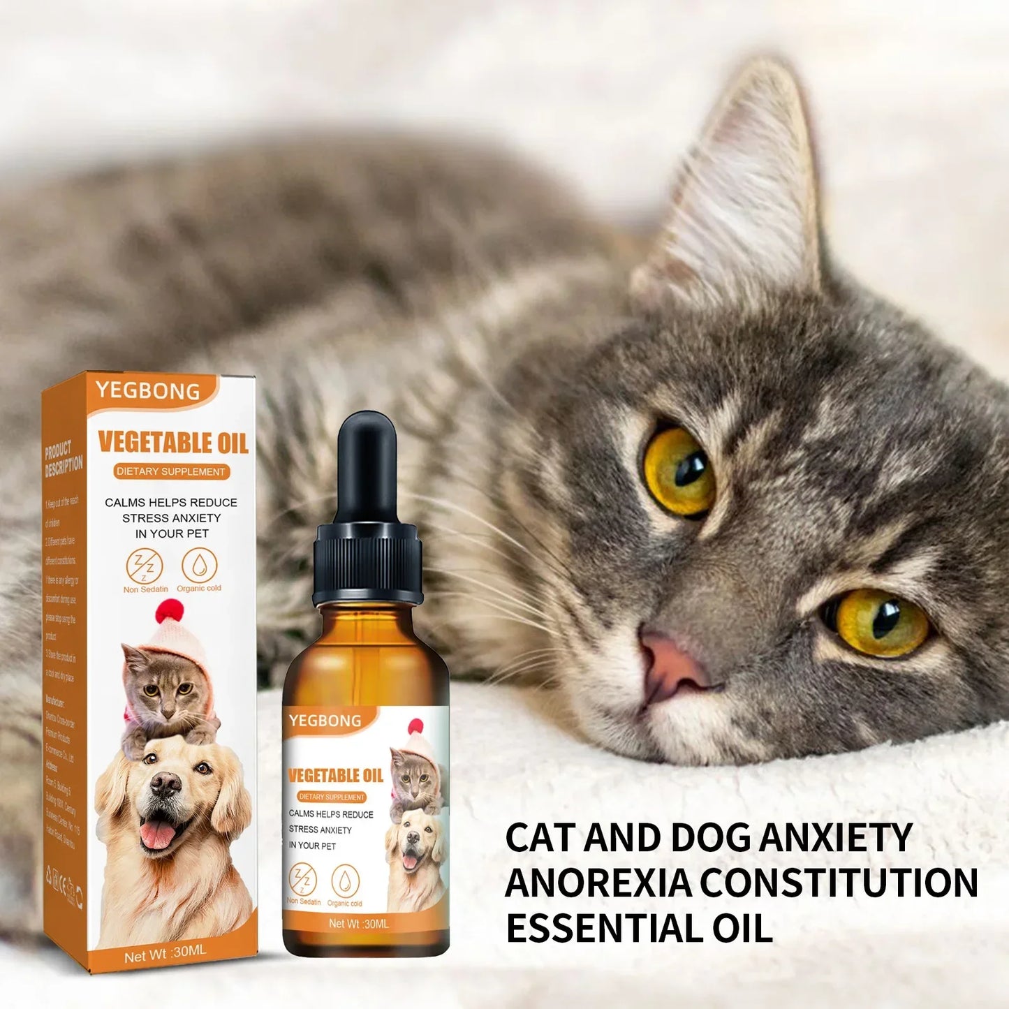 Natural Organic Calming Drops – Essential Oil Blend for Pet Anxiety Relief & Skin Health
