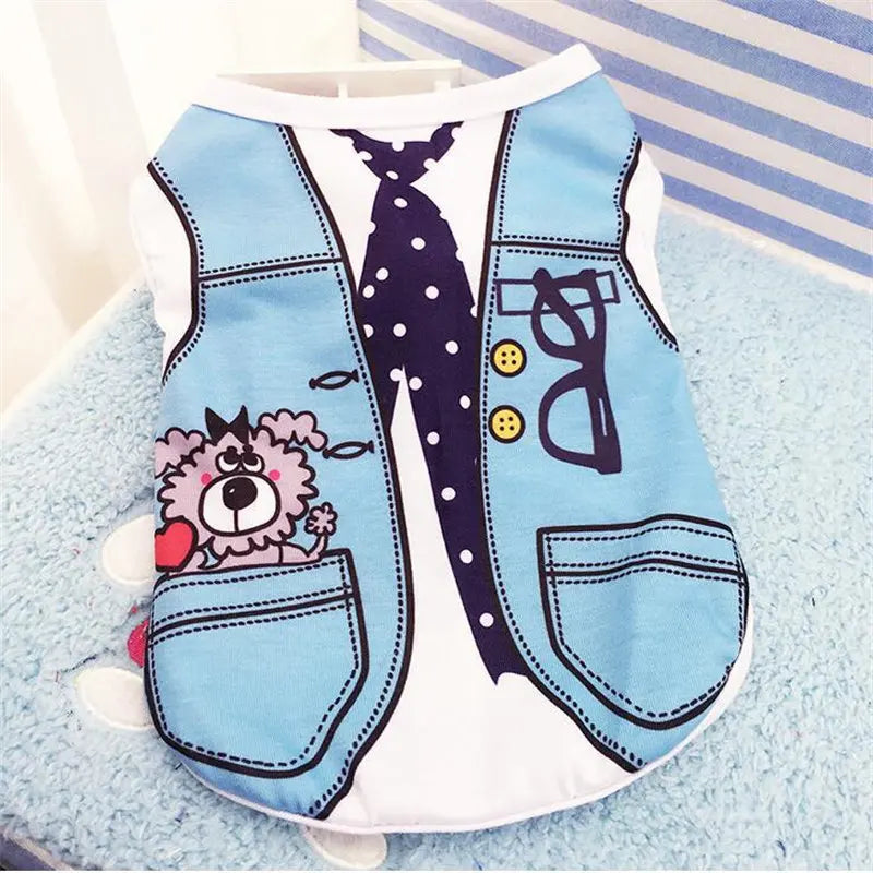 Cartoon Dog T-Shirt – Soft Summer Vest for Small Dogs and Puppies