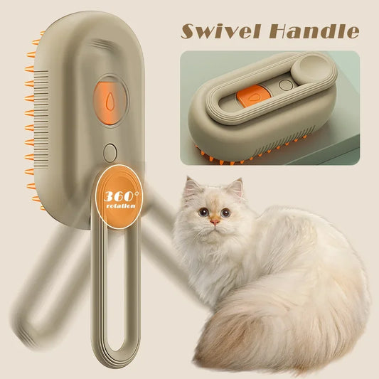 3-in-1 Steam Cat Brush – Pet Hair Remover, Steamy Spray & Massage Comb