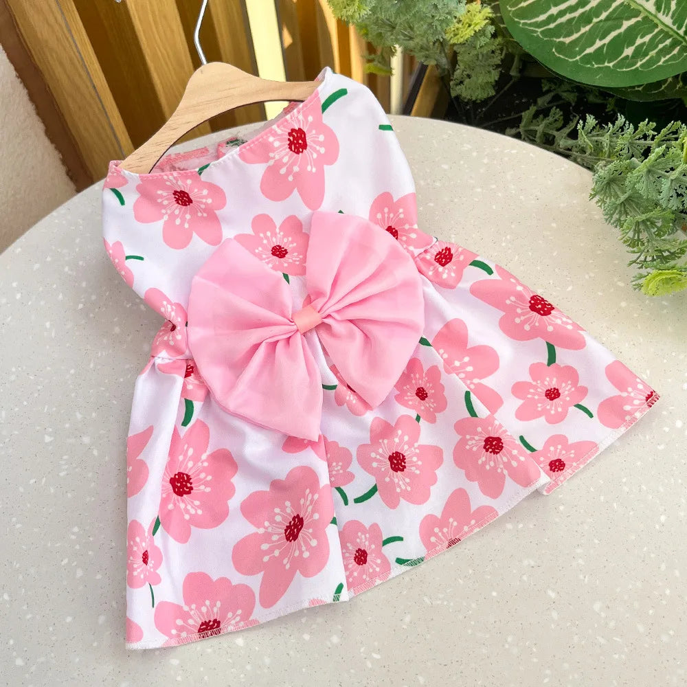 Spring & Summer Princess Dress – Lace Bow Skirt for Small & Medium Dogs and Cats
